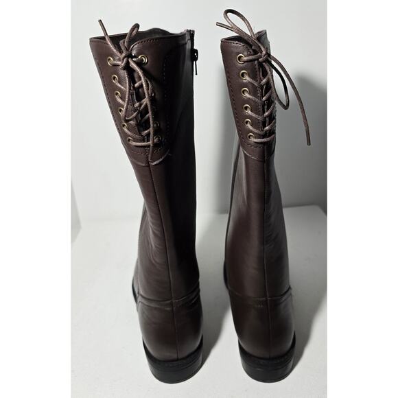 David Tate Women's Vermont Boots 13 W Brown Soft Leather Lace-Up Wide Calf NEW - Picture 6 of 10